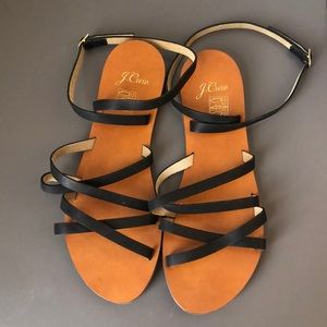 J. Crew leather cross-strap flat sandals